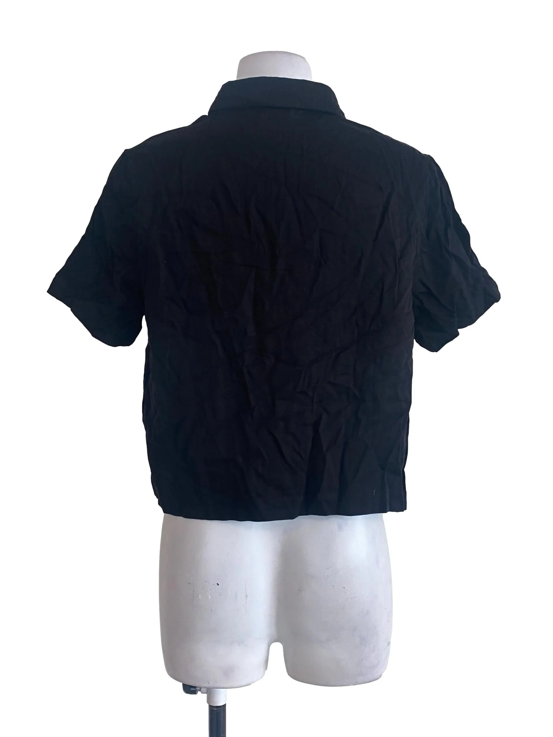 Black Button Down Crop Top TEM