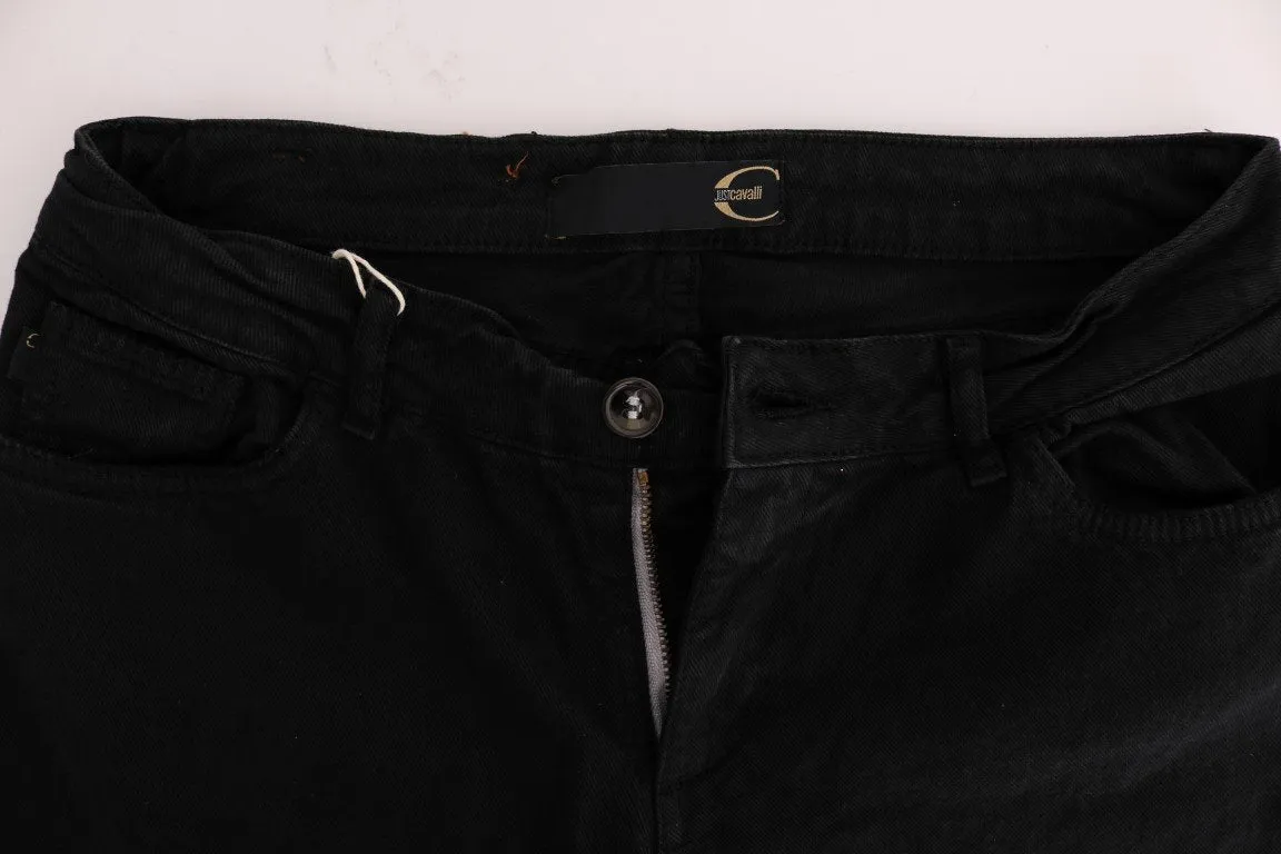 Black Cotton Slim Fit Low Waist Jeans