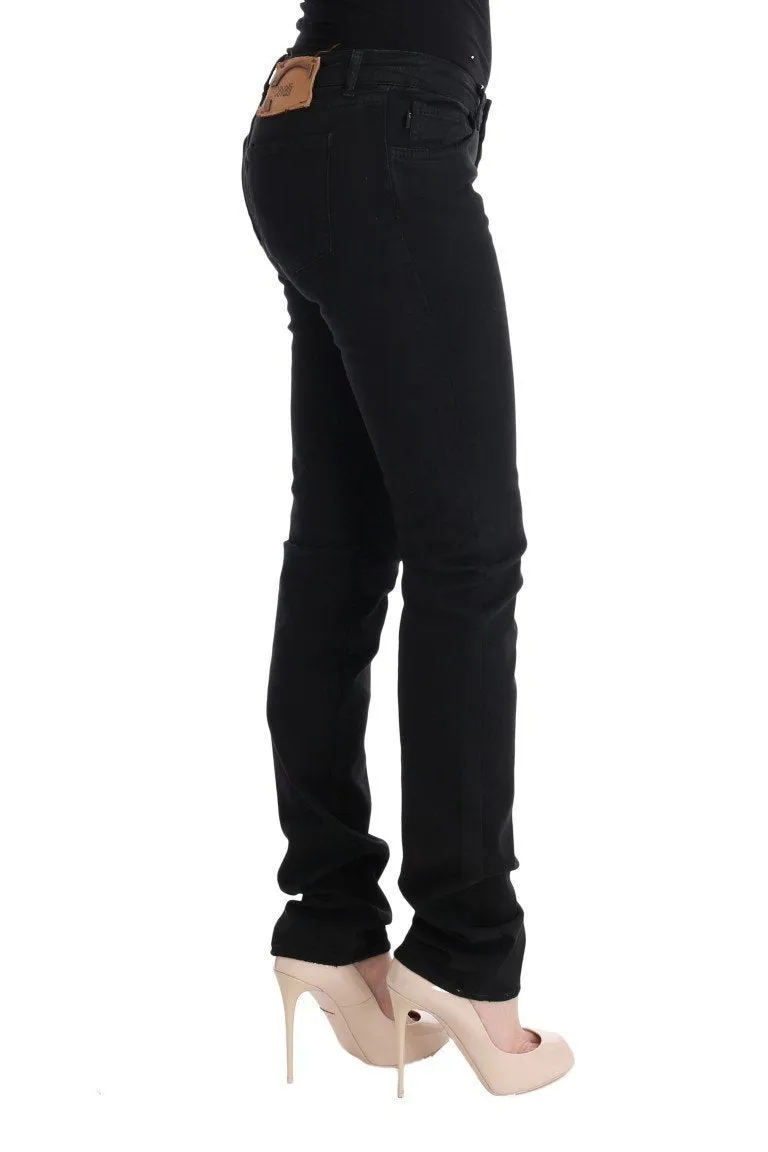 Black Cotton Slim Fit Low Waist Jeans