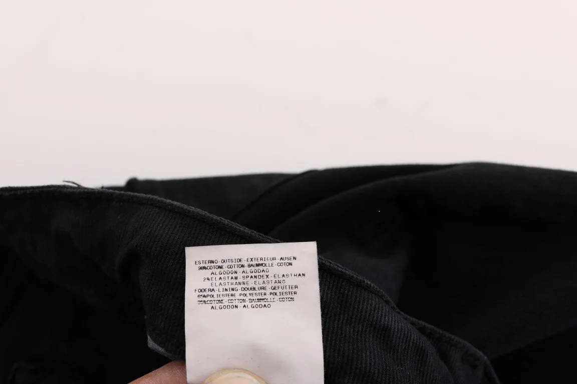 Black Cotton Slim Fit Low Waist Jeans
