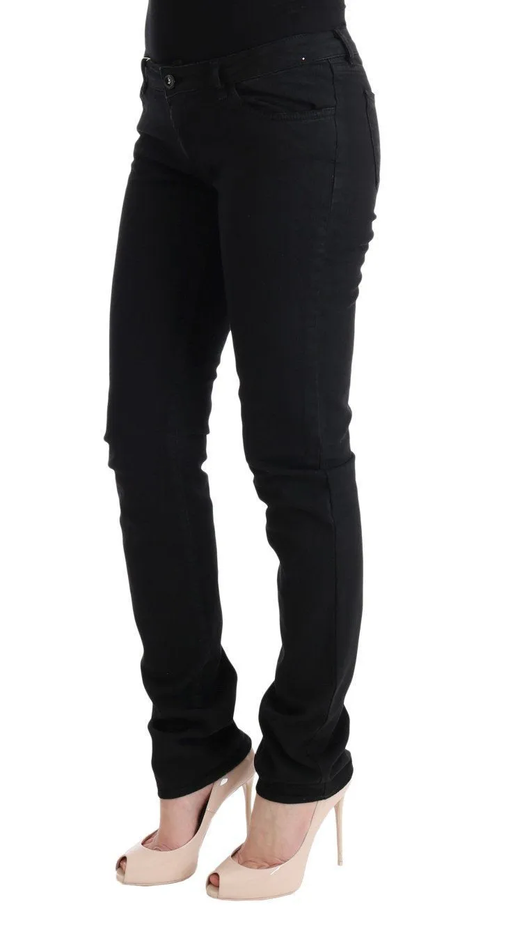 Black Cotton Slim Fit Low Waist Jeans