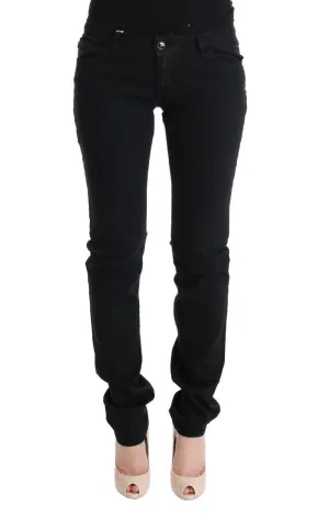 Black Cotton Slim Fit Low Waist Jeans