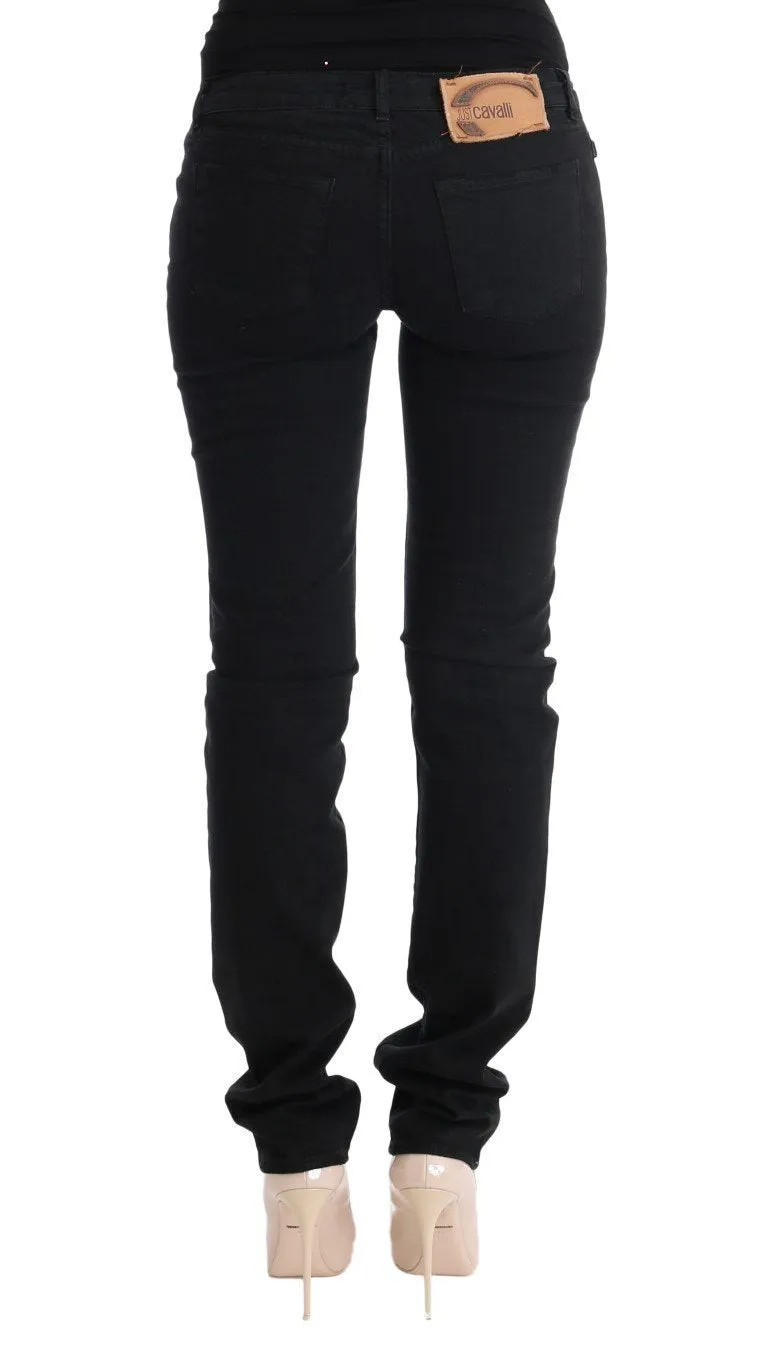 Black Cotton Slim Fit Low Waist Jeans