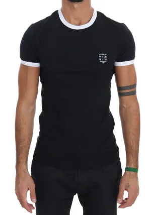 Black Cotton Stretch Crewneck T-Shirt