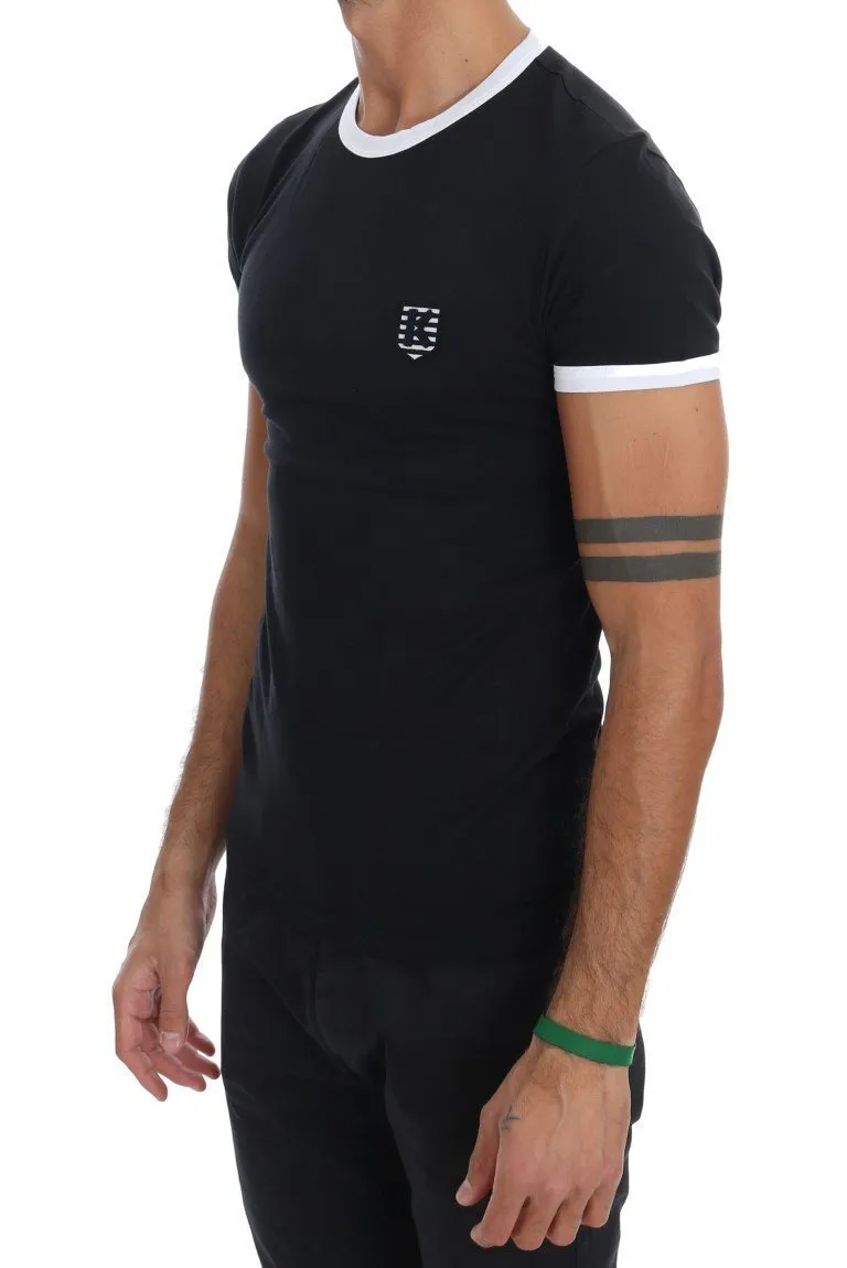 Black Cotton Stretch Crewneck T-Shirt