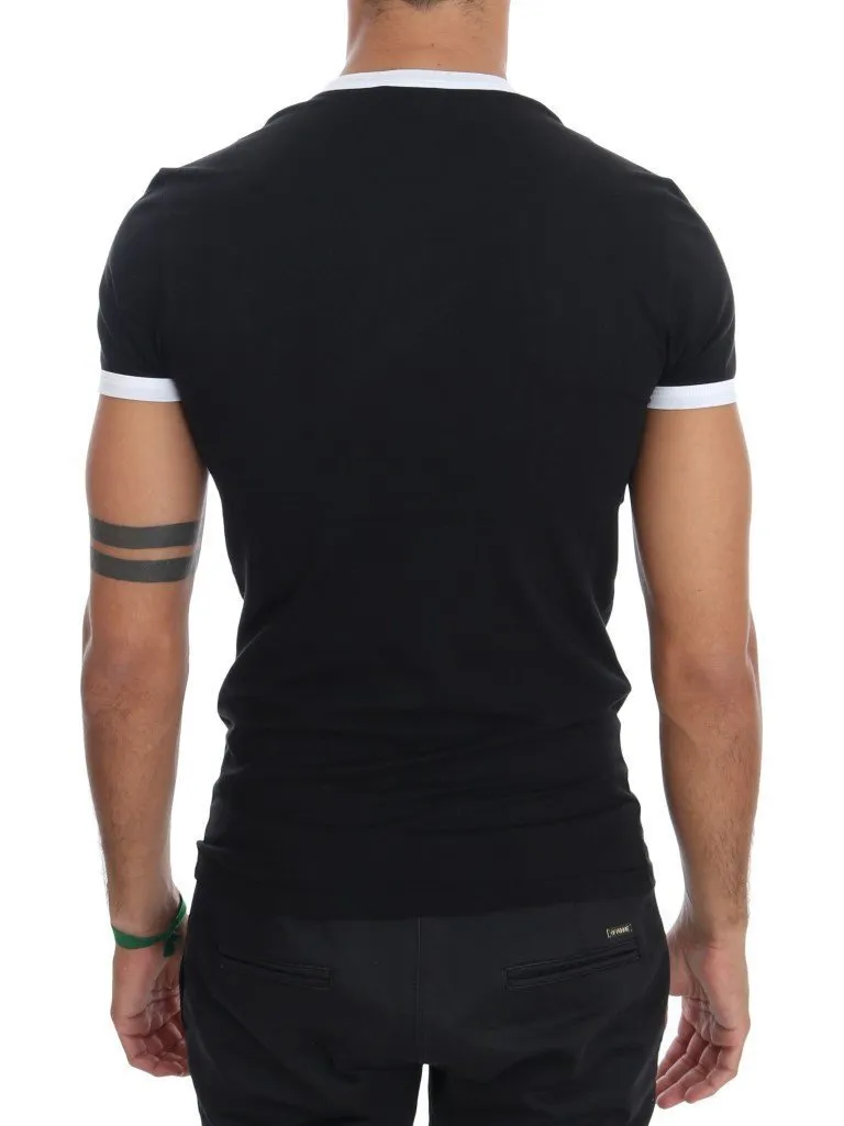 Black Cotton Stretch Crewneck T-Shirt