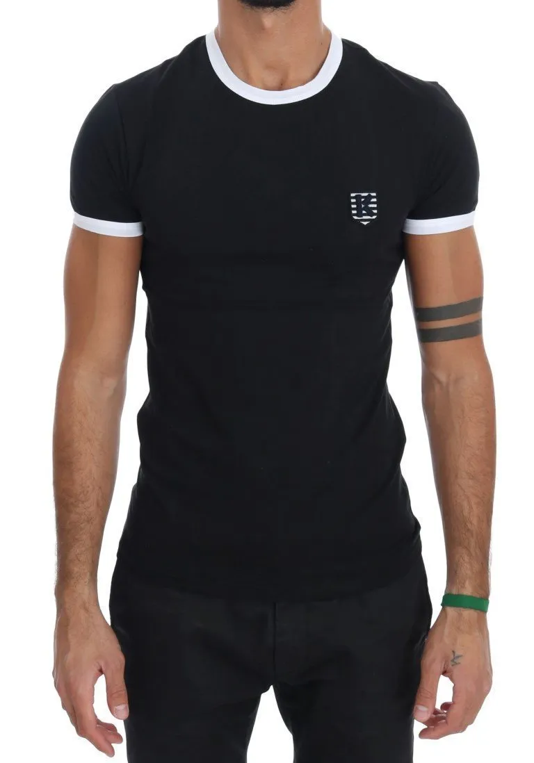 Black Cotton Stretch Crewneck T-Shirt