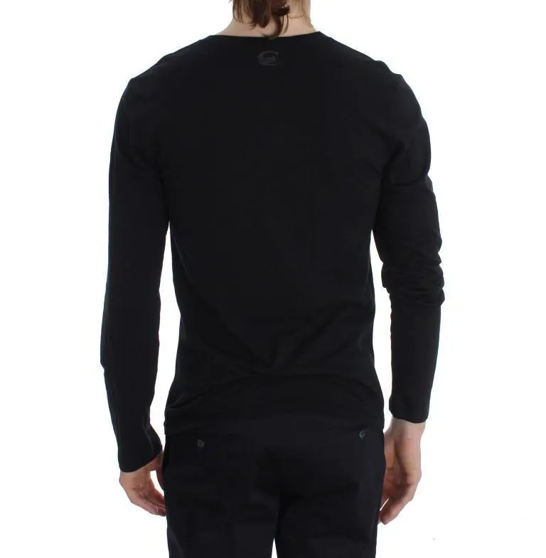 Black Crew-neck Pullover Stretch T-shirt