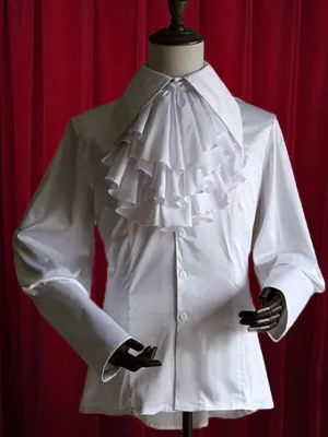 Black Lolita Blouse Buttons Silk Blouse for Women