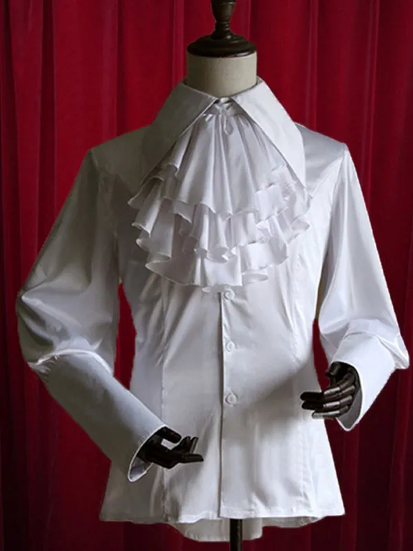 Black Lolita Blouse Buttons Silk Blouse for Women