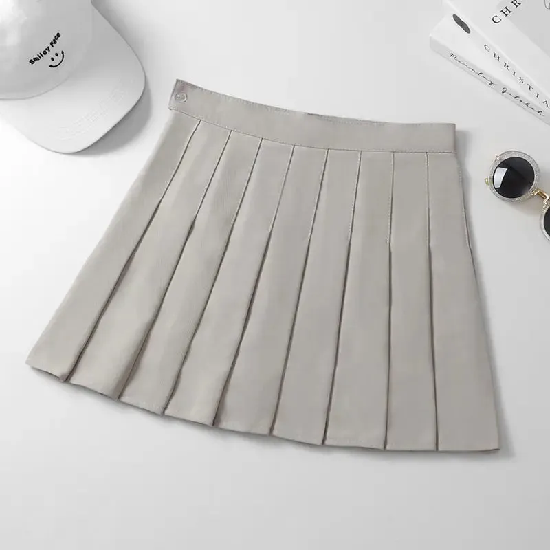 Black Mini Skirt Summer Women's Clothes Korean Stylish Saia Blue High Waist Skort Brown School Uniform Girls Short Pleated Skirt