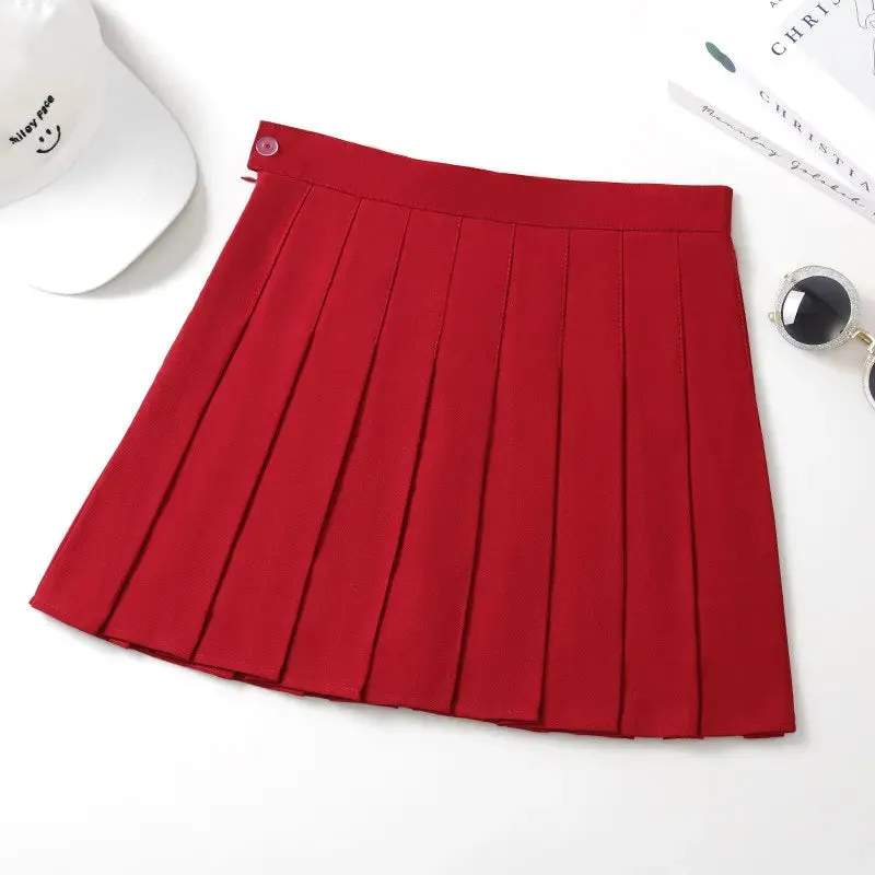 Black Mini Skirt Summer Women's Clothes Korean Stylish Saia Blue High Waist Skort Brown School Uniform Girls Short Pleated Skirt