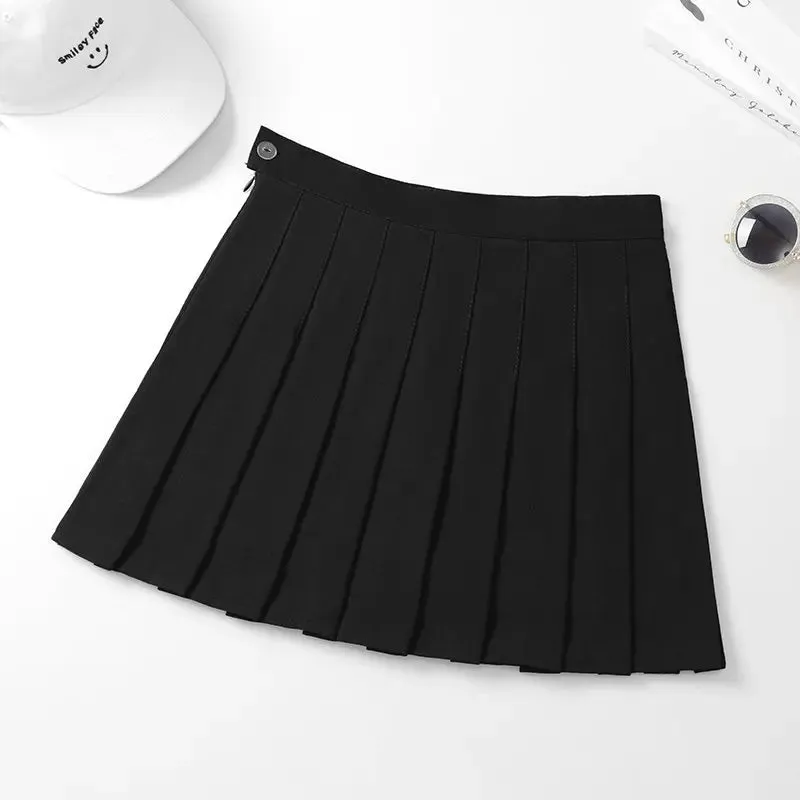 Black Mini Skirt Summer Women's Clothes Korean Stylish Saia Blue High Waist Skort Brown School Uniform Girls Short Pleated Skirt