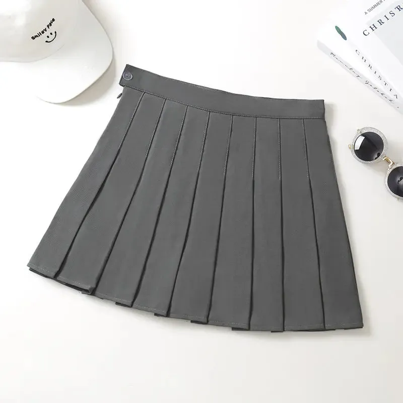 Black Mini Skirt Summer Women's Clothes Korean Stylish Saia Blue High Waist Skort Brown School Uniform Girls Short Pleated Skirt
