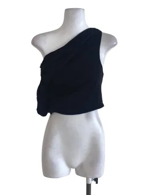 Black Plain One Sleeve  Top