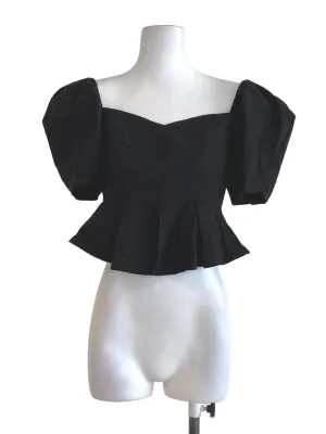 Black Plain Peplum Top