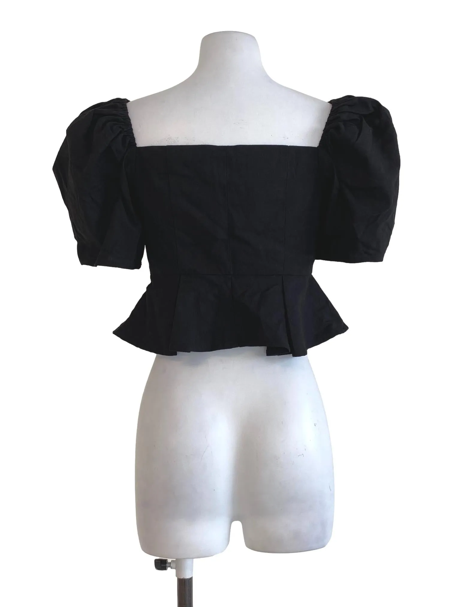 Black Plain Peplum Top