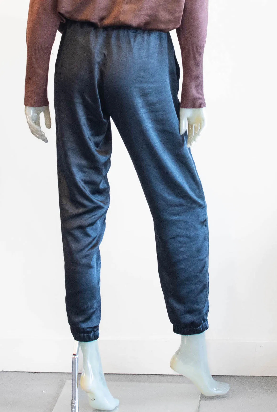 Black Satin Jogger Pant