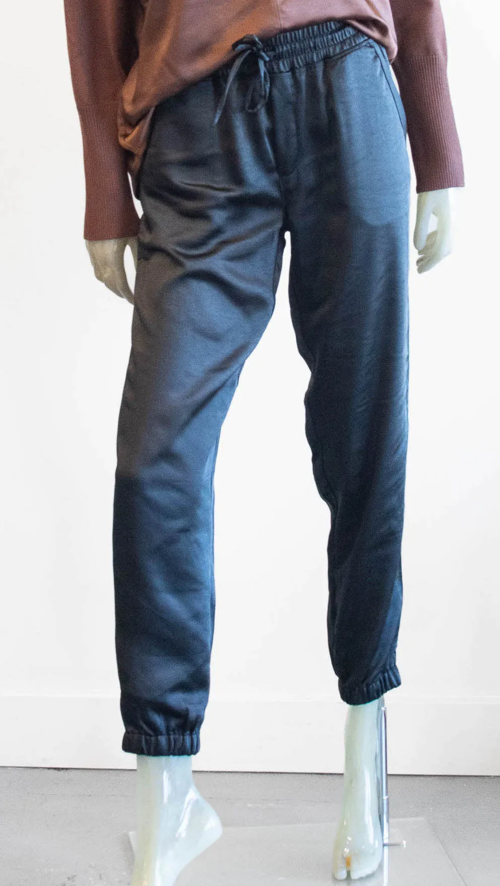 Black Satin Jogger Pant
