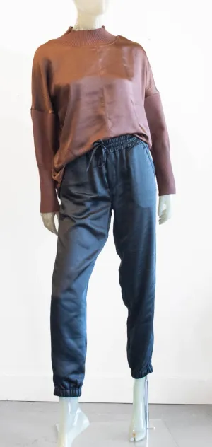 Black Satin Jogger Pant