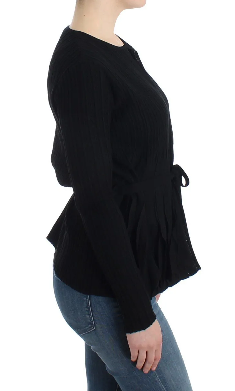 Black wool cardigan