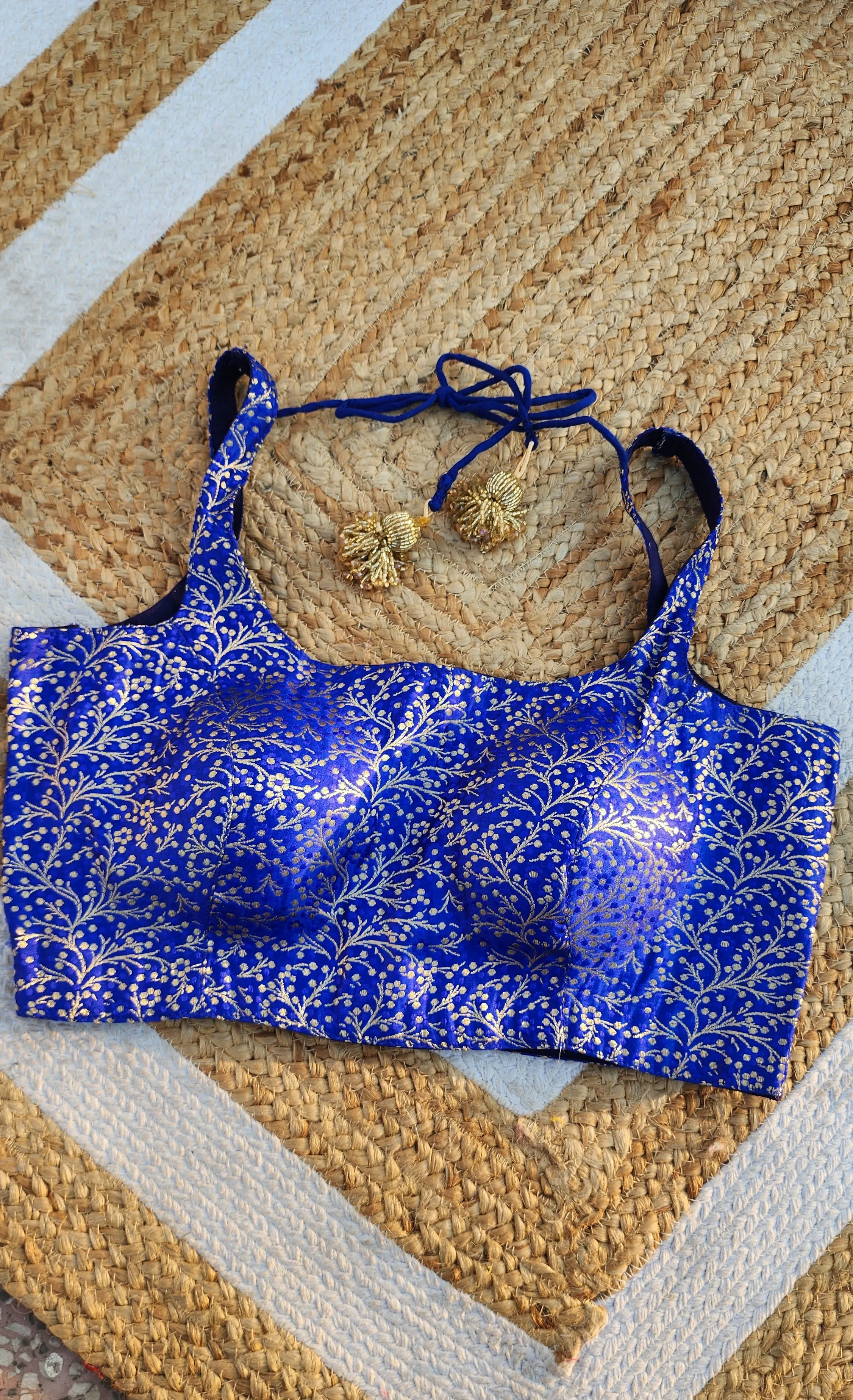 Blue Brocade Blouse