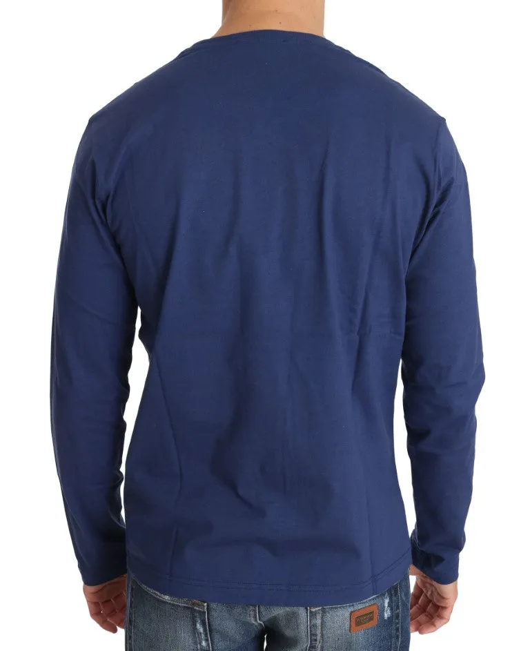 Blue Cotton White Tiger Crewneck Pullover