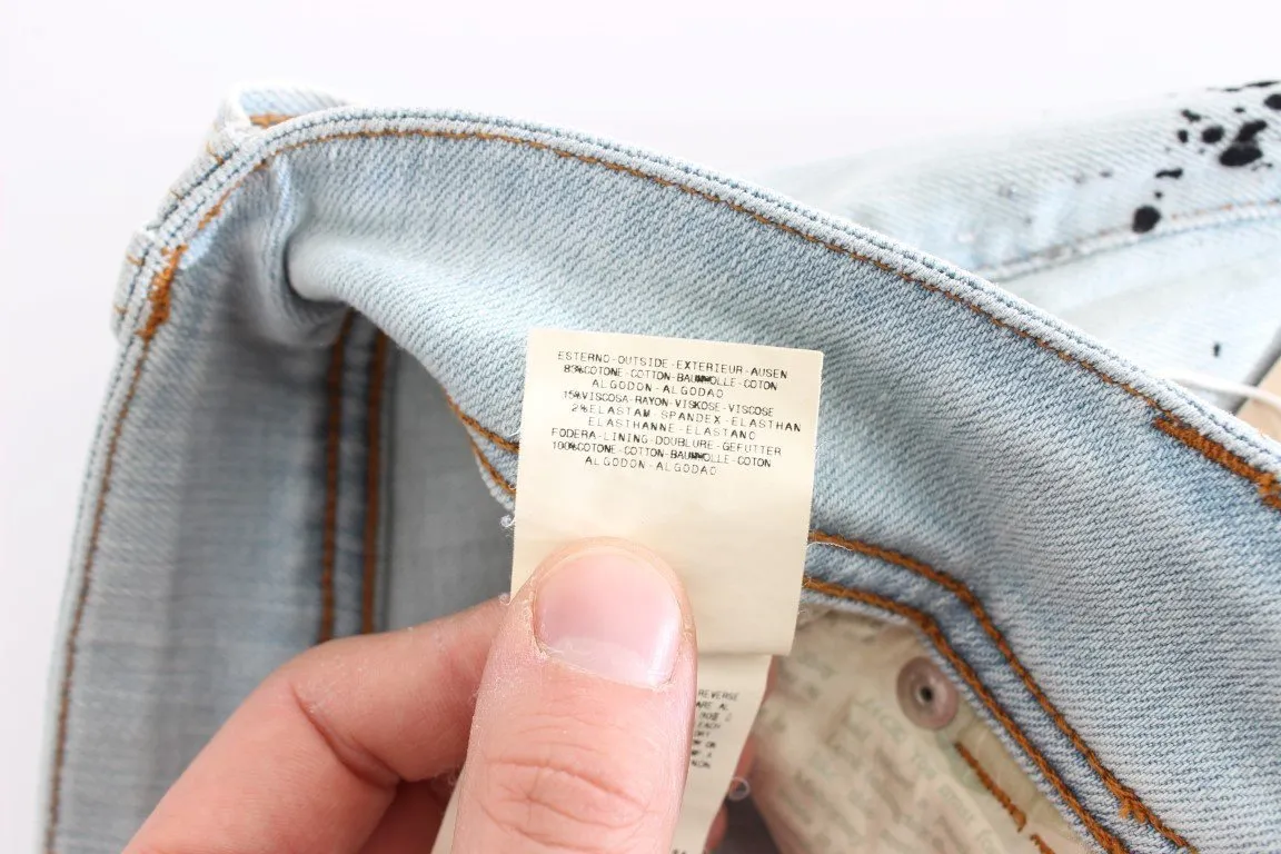 Blue Wash Cotton Blend Slim Fit Jeans