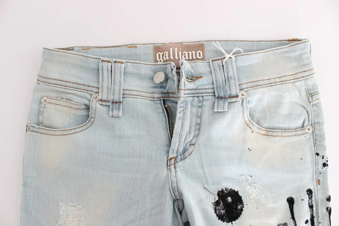 Blue Wash Cotton Blend Slim Fit Jeans