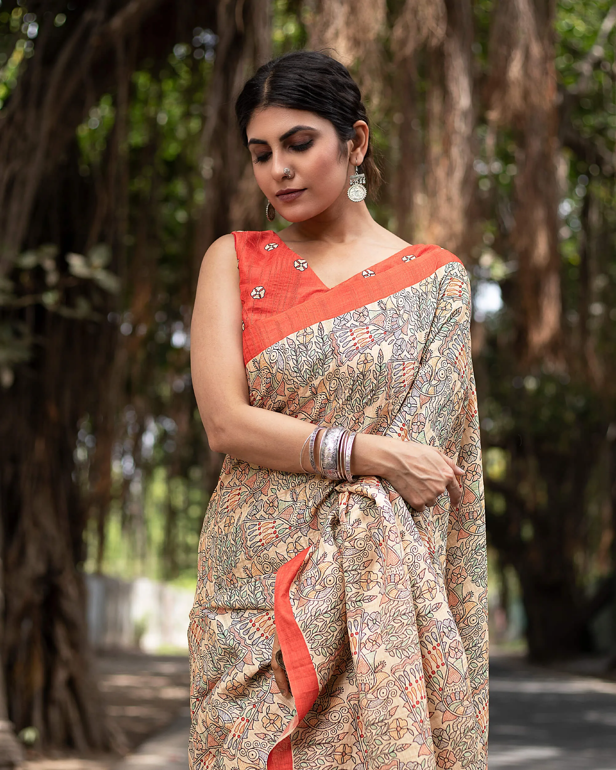 Booti Printed Silk Peplum Blouse