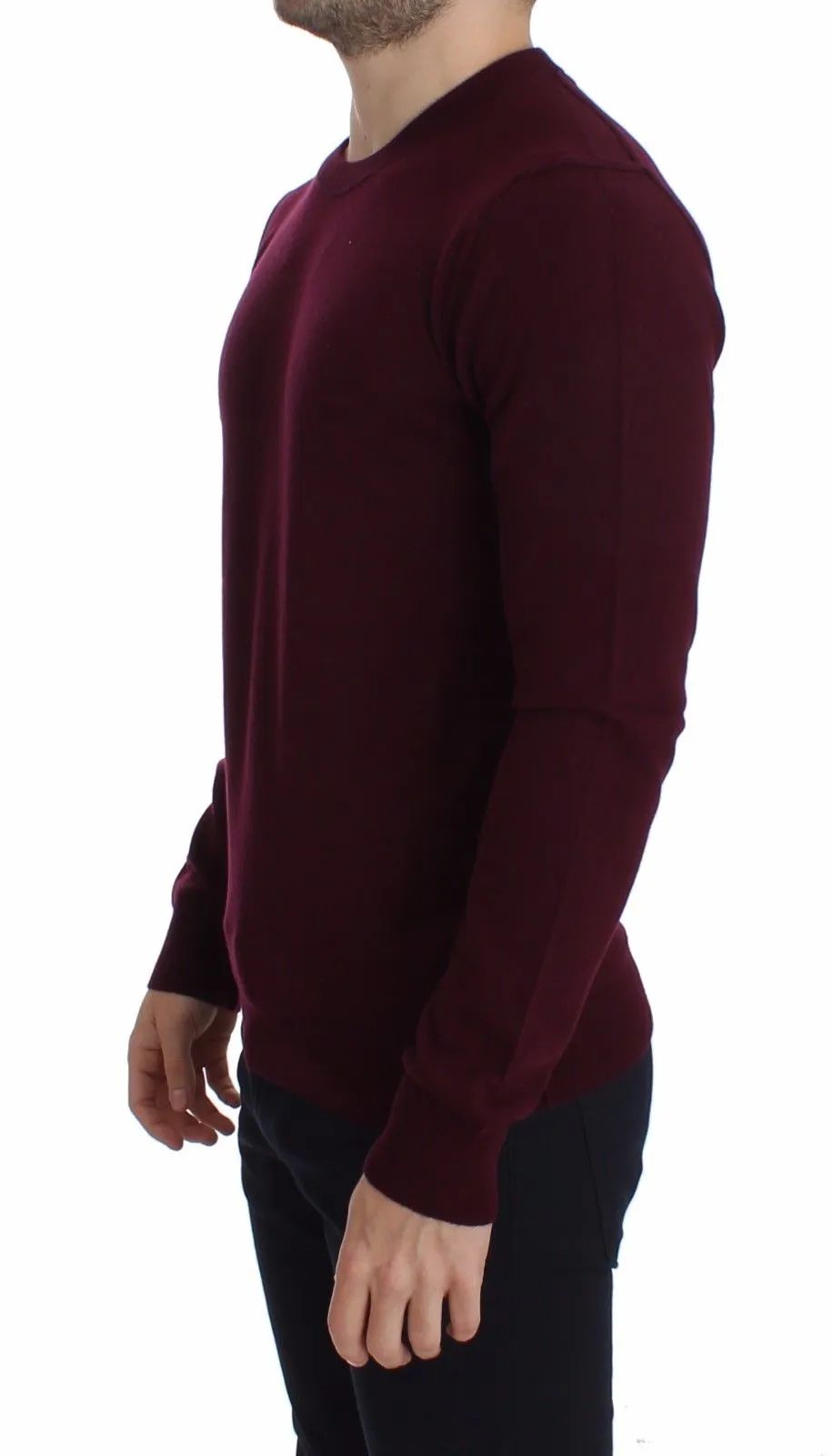 Bordeaux Cashmere Crew-neck Sweater Pullover