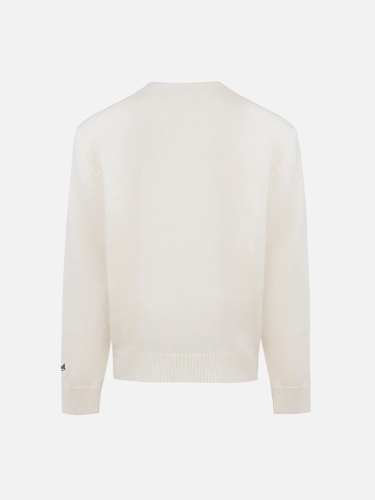 Boy white crewneck sweater Douglas with beary much embroidery