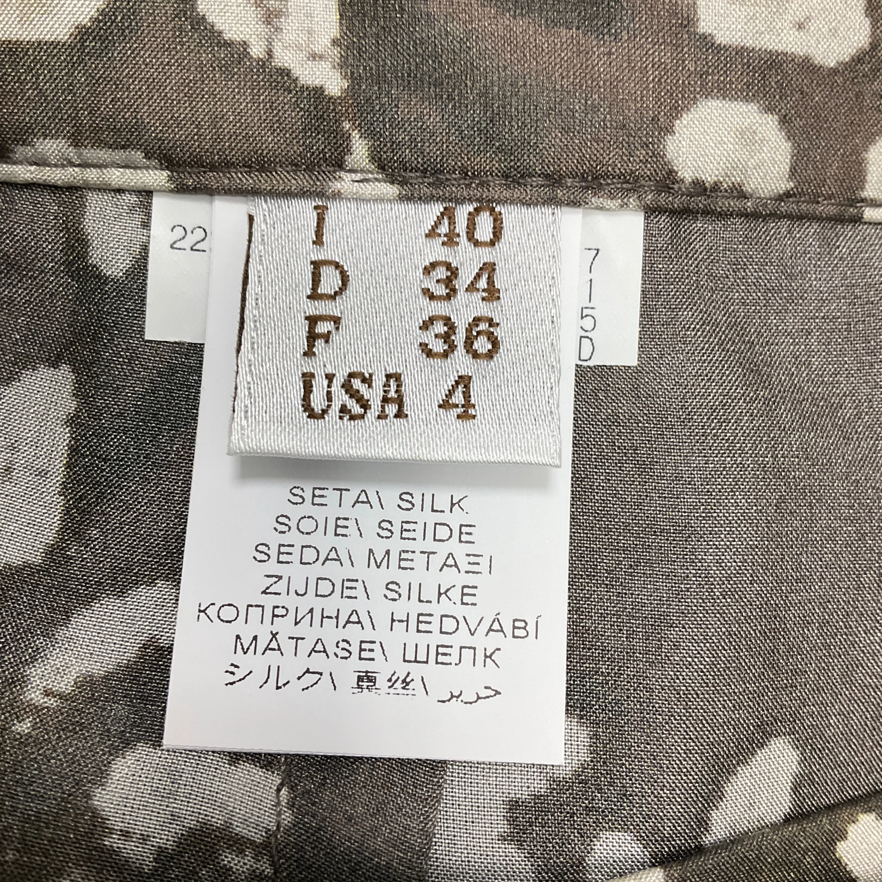 Brunello Cucinelli Taupe Printed Silk Midi Skirt