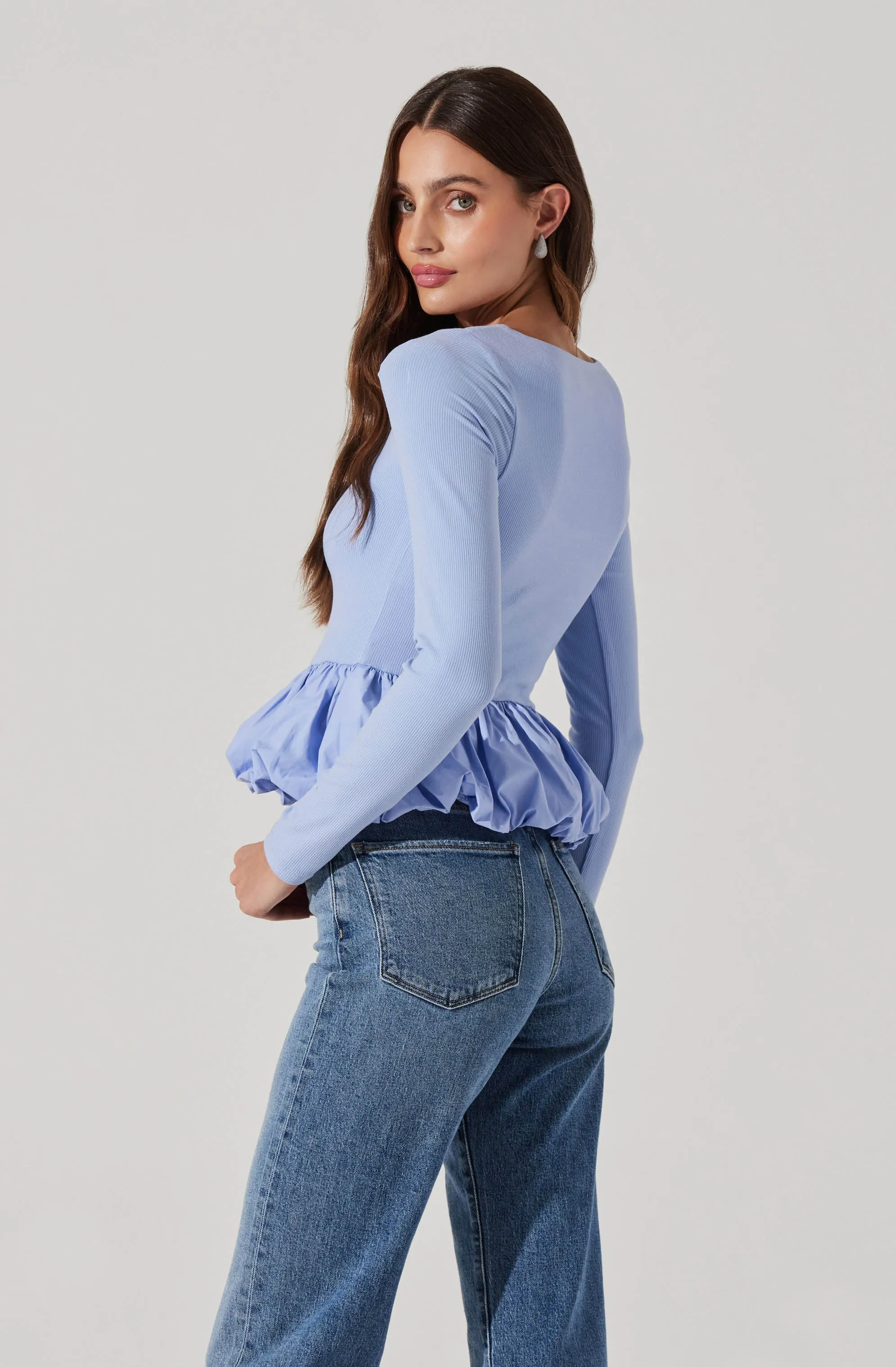 Bubble Hem Peplum Top