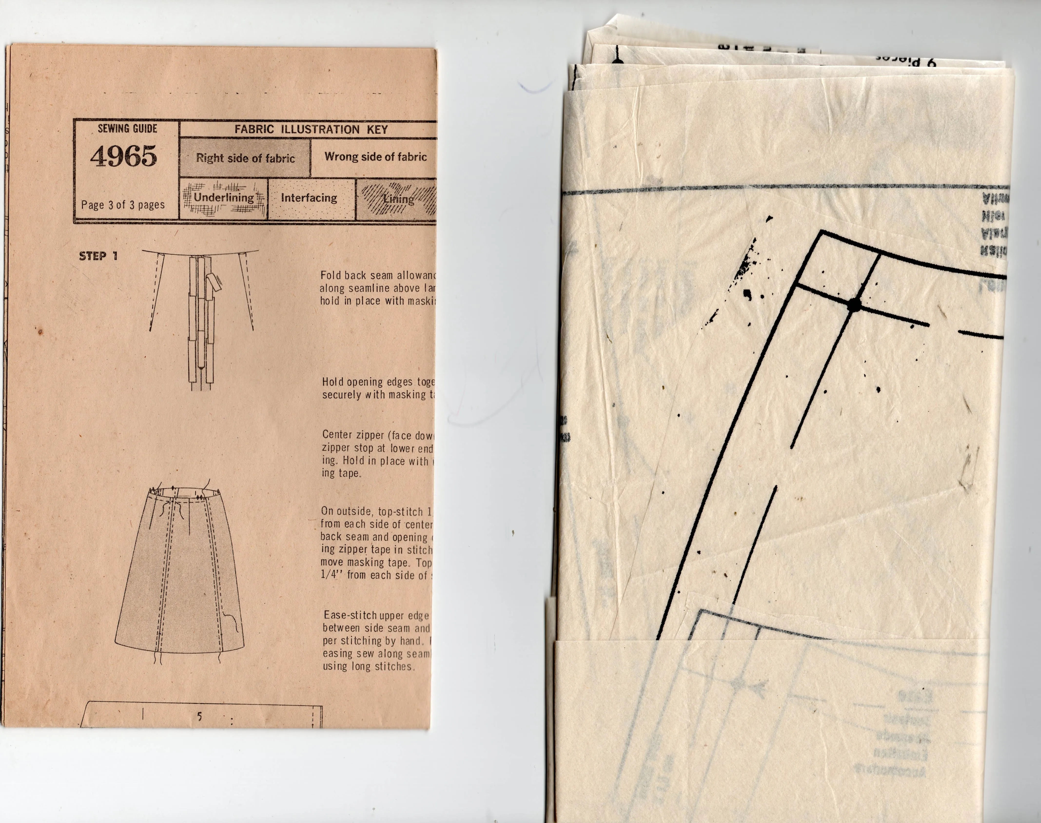Butterick 4965 Womens Flared Circle Gathered or Pleated Skirts 1960s Vintage Sewing Pattern Waist 27 inches