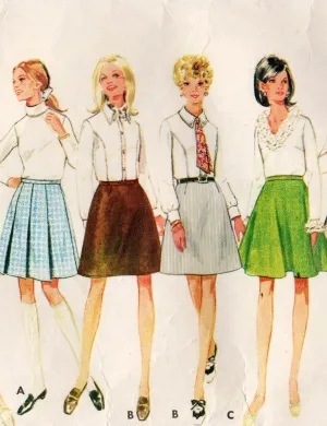 Butterick 4965 Womens Flared Circle Gathered or Pleated Skirts 1960s Vintage Sewing Pattern Waist 27 inches