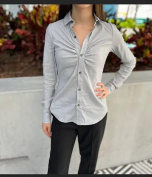Button Down Blouse, Silver, Lola & Sophie