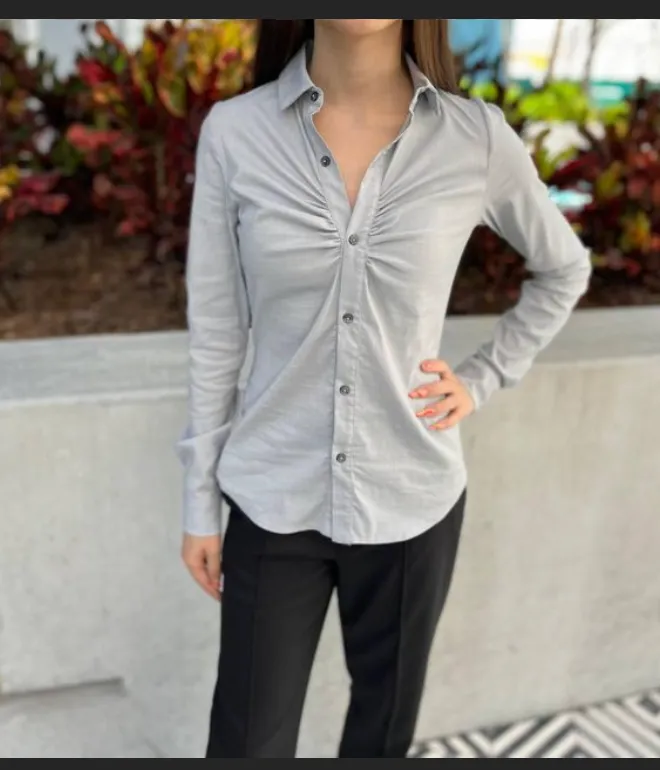 Button Down Blouse, Silver, Lola & Sophie