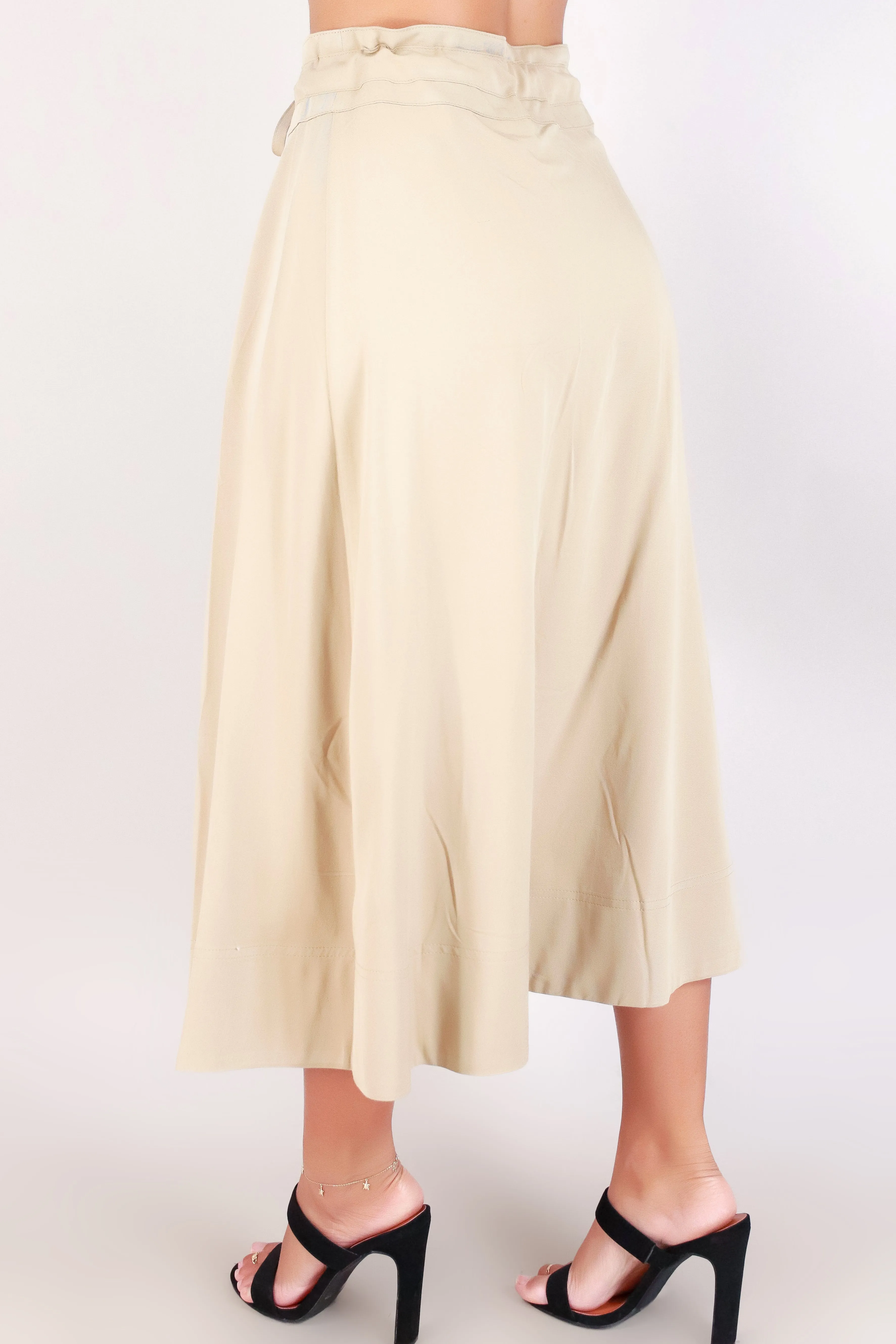 BUTTON DOWN MIDI SKIRT