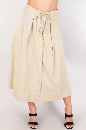 BUTTON DOWN MIDI SKIRT