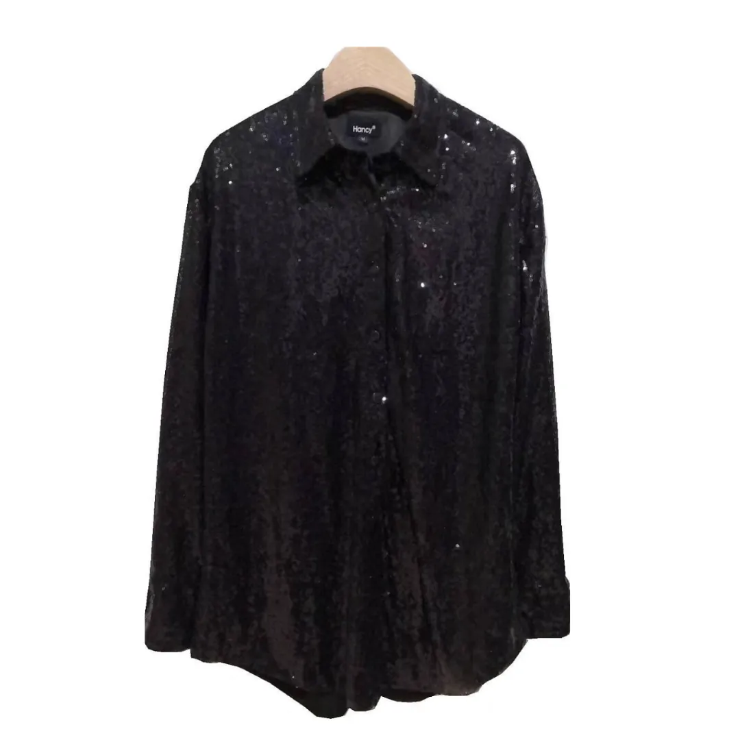 Button Down Sequin Blouse