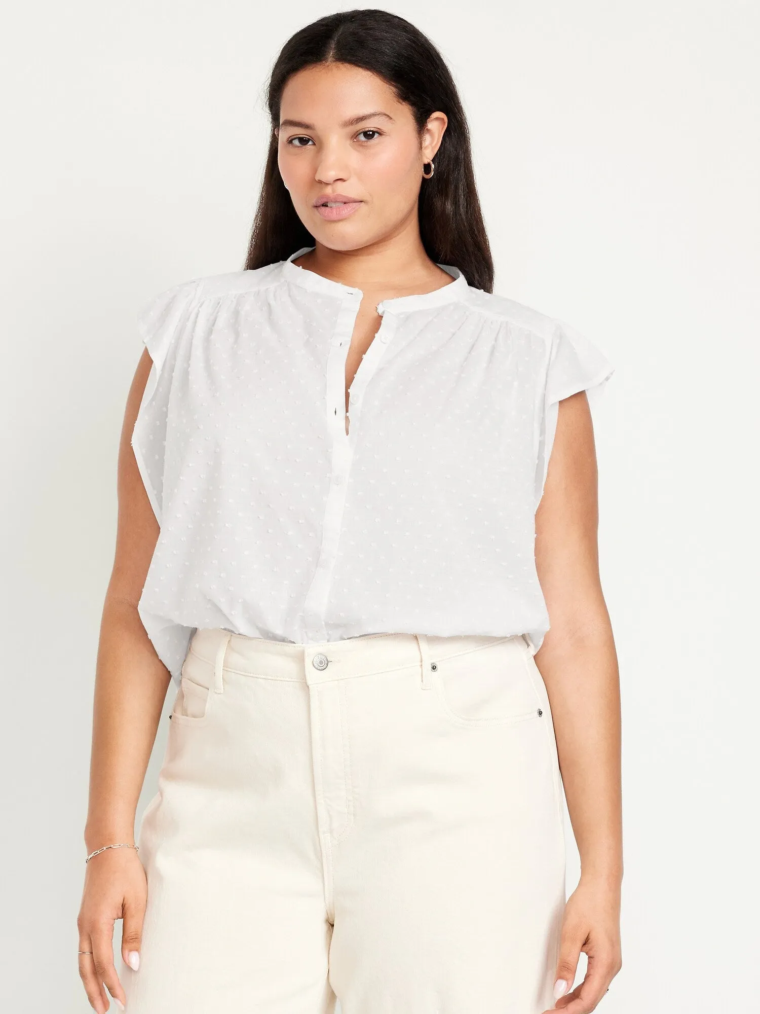 Button-Down Swiss Dot Top