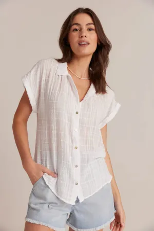 Cap Sleeve Button Down - White