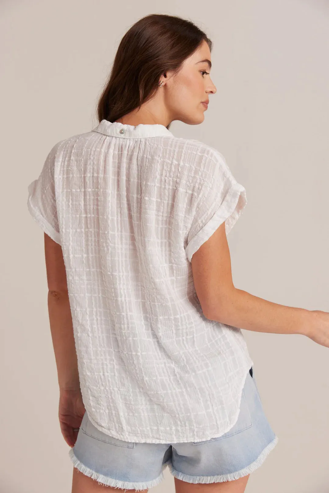 Cap Sleeve Button Down - White
