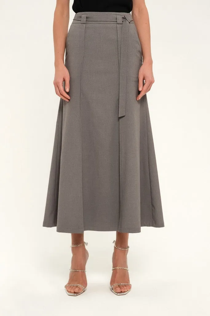 Cappuccino Day or Office Maxi Paneled Skirt with Pockets
