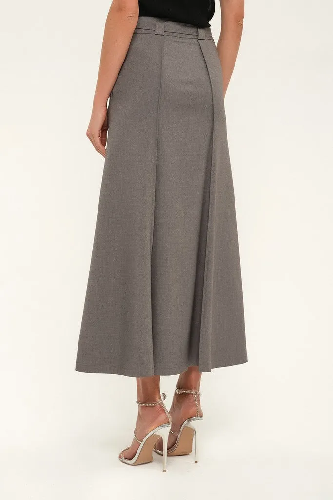 Cappuccino Day or Office Maxi Paneled Skirt with Pockets