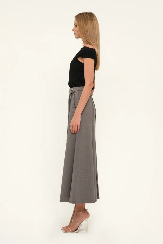 Cappuccino Day or Office Maxi Paneled Skirt with Pockets