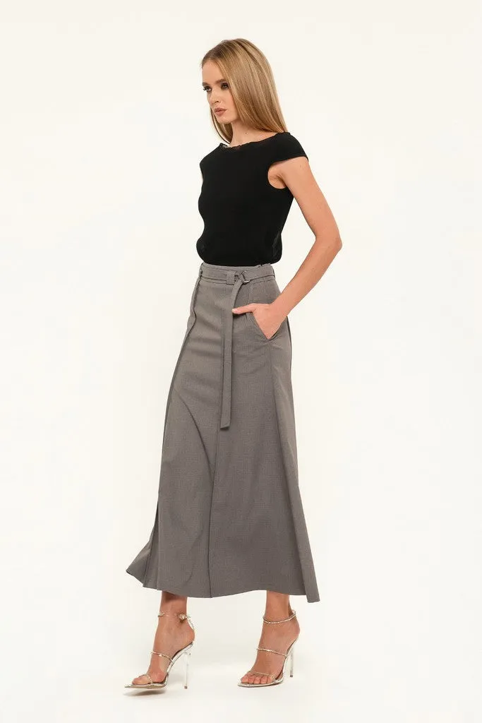 Cappuccino Day or Office Maxi Paneled Skirt with Pockets