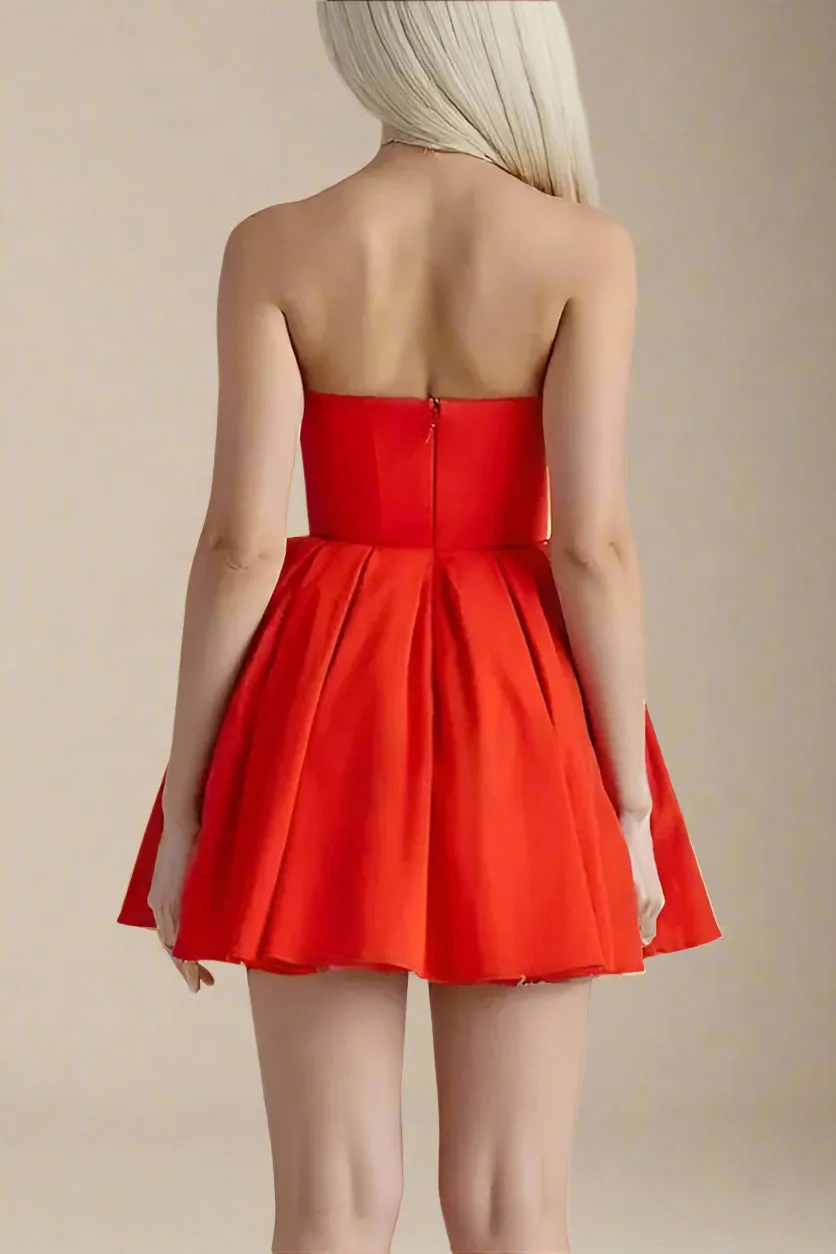 Capri Bodycon Strapless Mini Dress - Lipstick Red