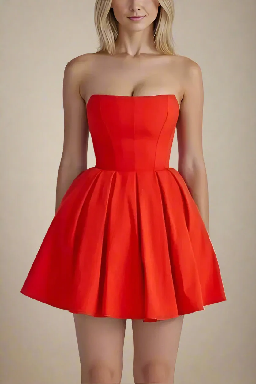 Capri Bodycon Strapless Mini Dress - Lipstick Red